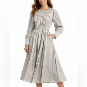 Vintage Sleeve Gray Dress